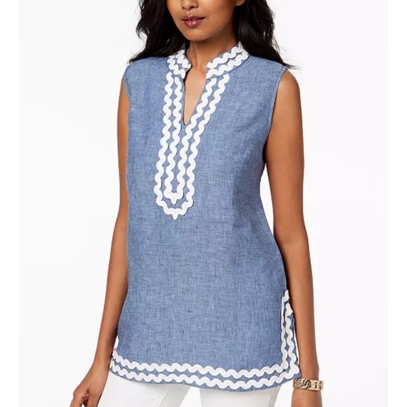 Charter club linen embroidered tunic - Picture 1 of 7